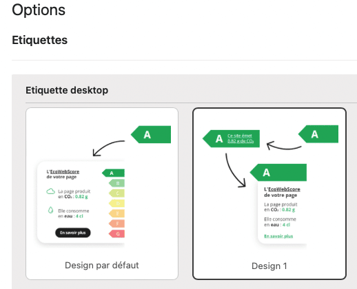 Administration de l'étiquette EcoWebScore